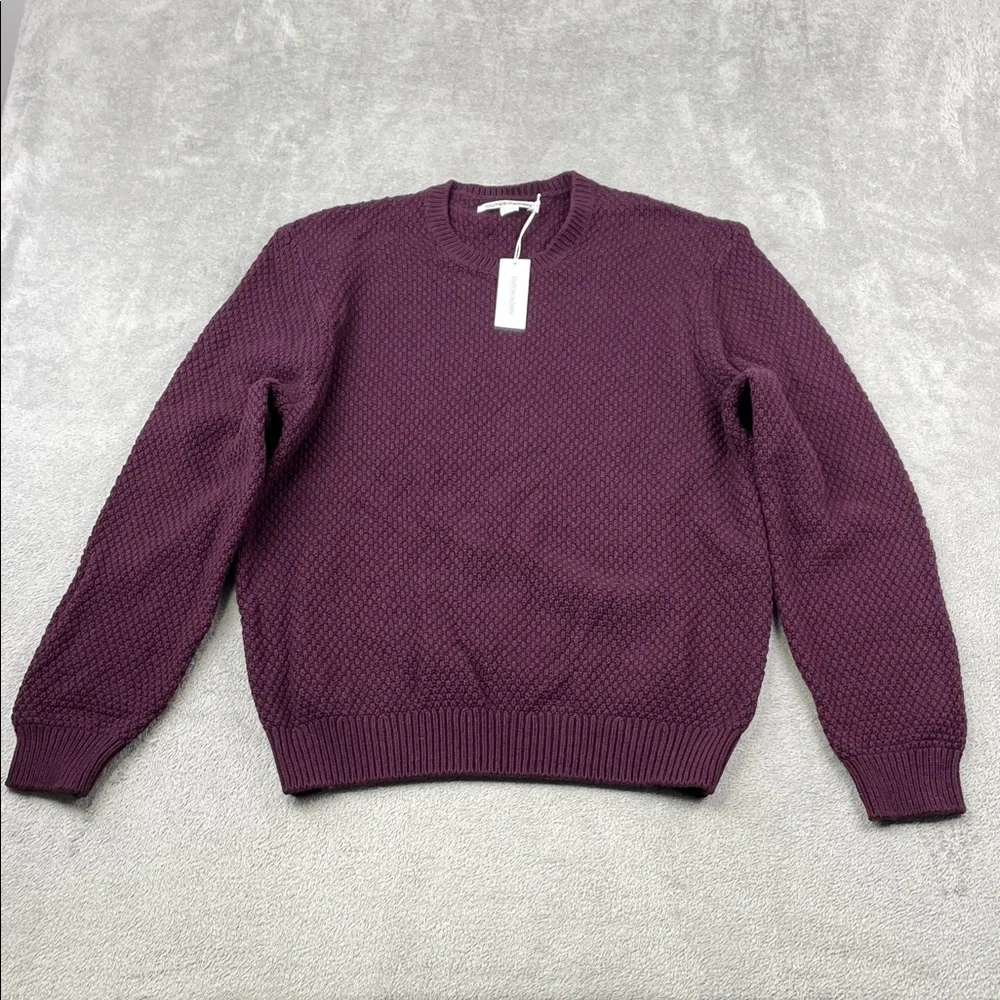 NEW Outerknown L Wool Cotton Harbor Knit Purple Textured Knit Sweater‎